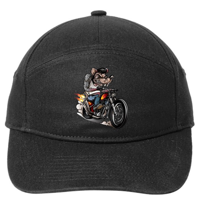 Rockabilly Rats Riding A Bike 7-Panel Snapback Hat