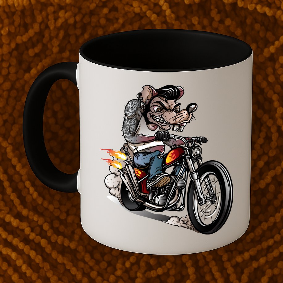 Rockabilly Rats Riding A Bike Mug