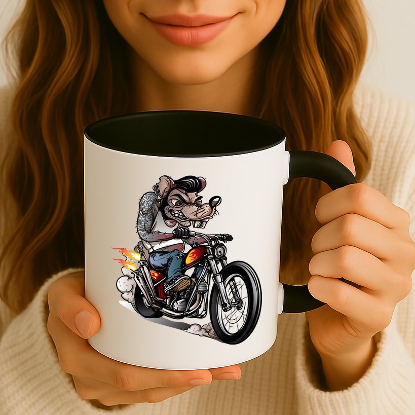 Rockabilly Rats Riding A Bike Mug