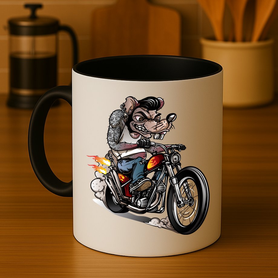 Rockabilly Rats Riding A Bike Mug