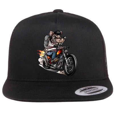 Rockabilly Rats Riding A Bike Flat Bill Trucker Hat