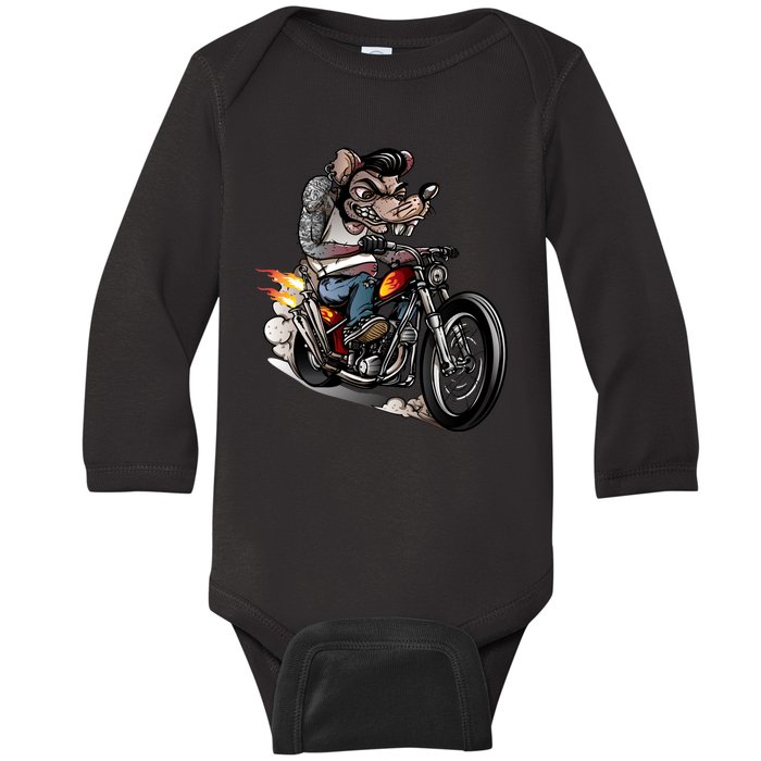 Rockabilly Rats Riding A Bike Baby Long Sleeve Bodysuit