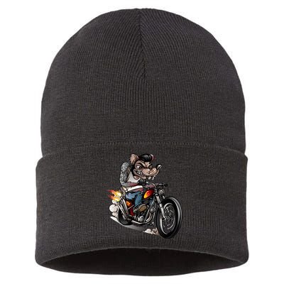 Rockabilly Rats Riding A Bike Sustainable Knit Beanie