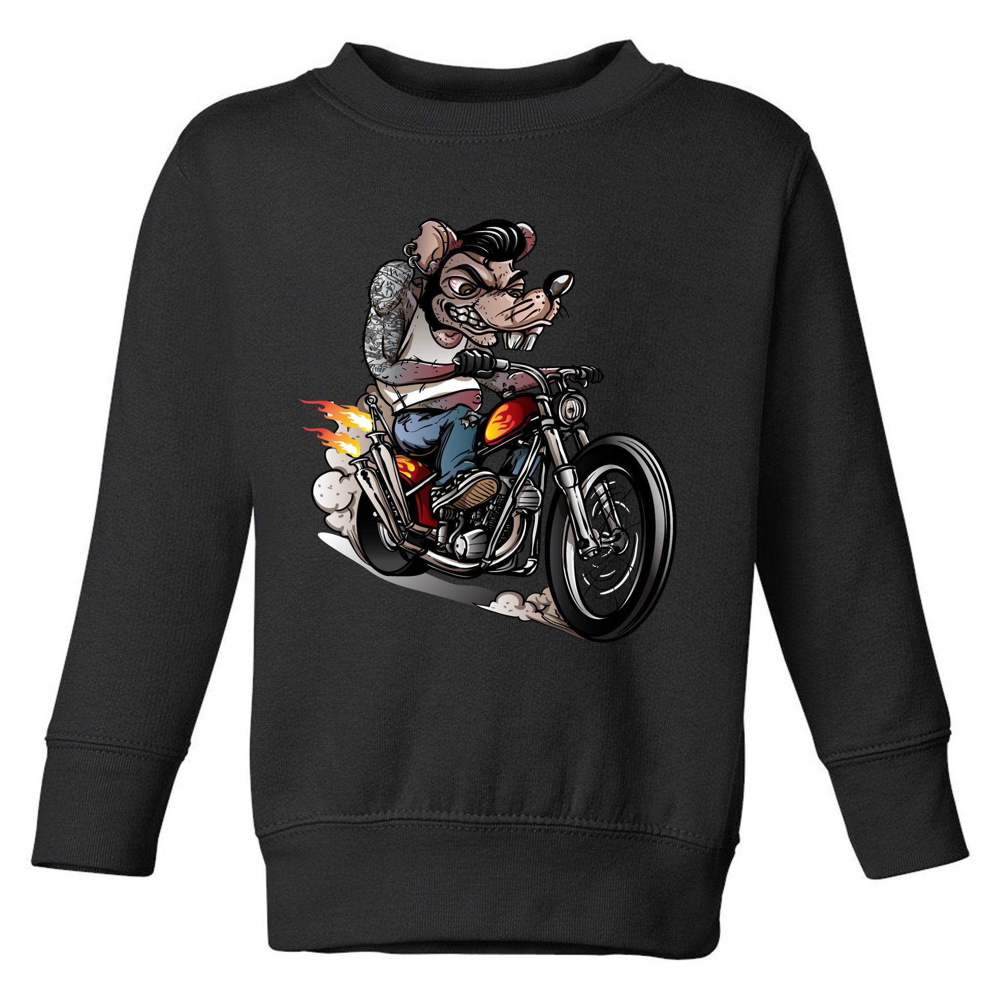 Rockabilly Rats Riding A Bike Toddler Sweatshirt