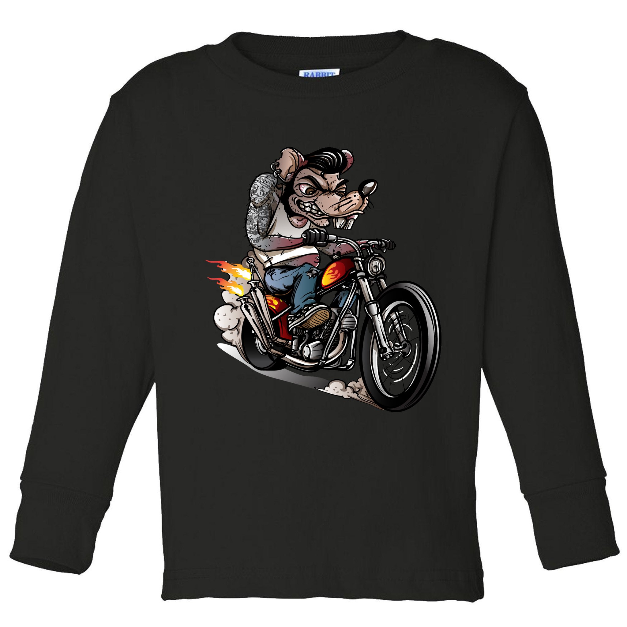 Rockabilly Rats Riding A Bike Toddler Long Sleeve Shirt