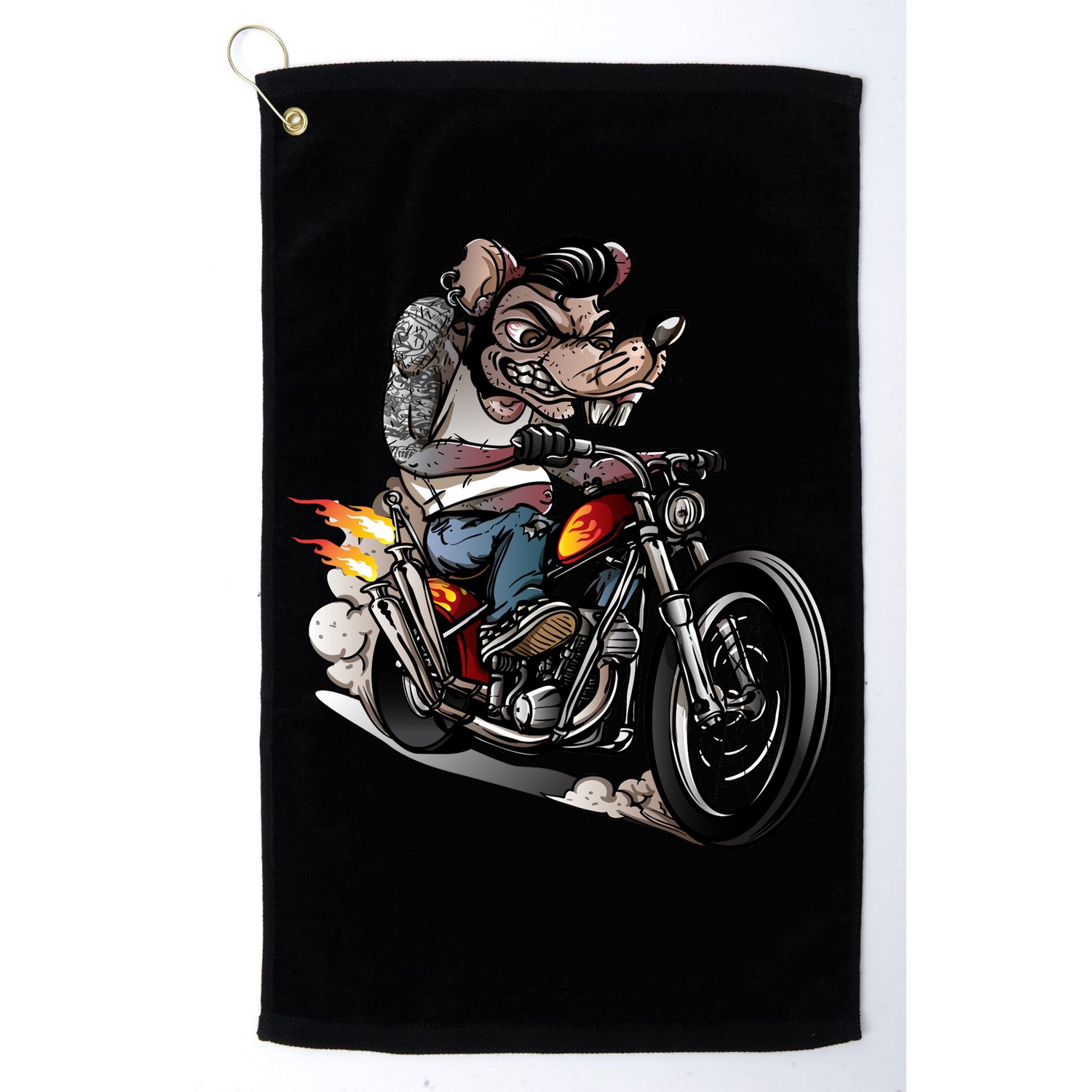 Rockabilly Rats Riding A Bike Golf Towel