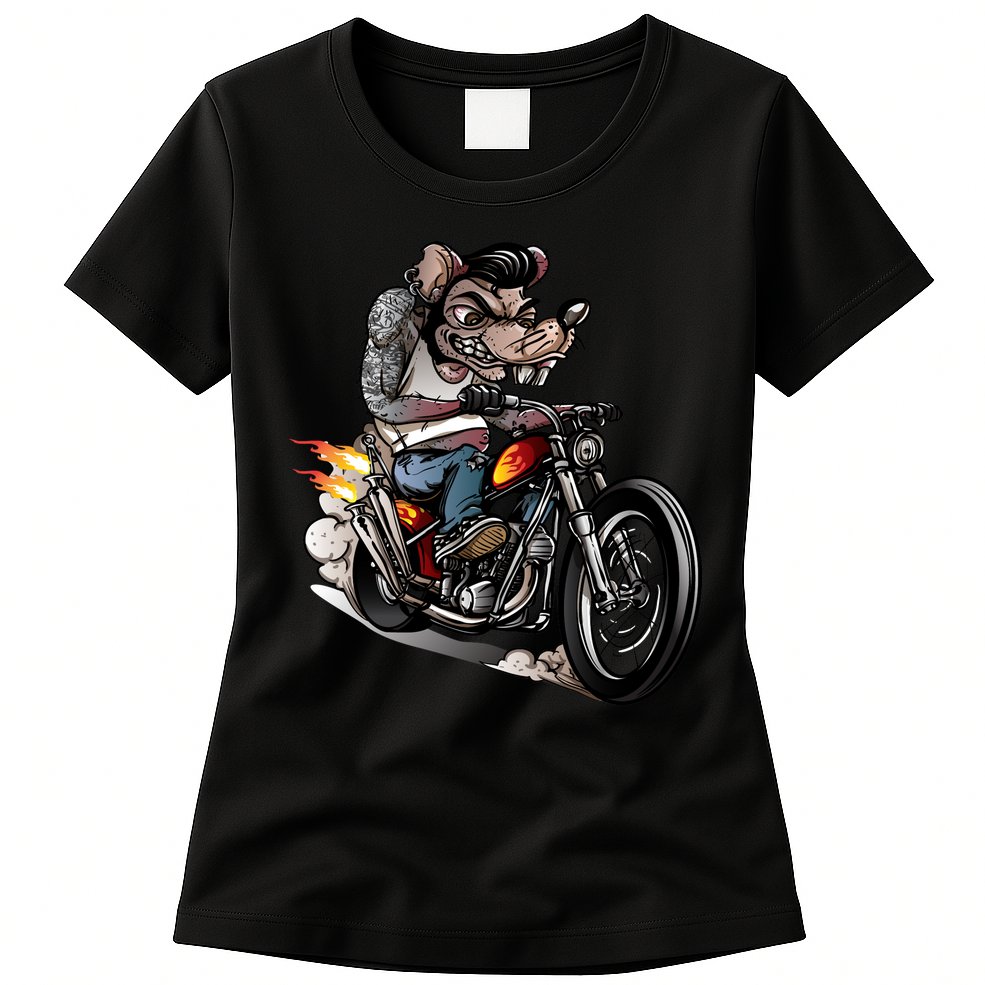 Rockabilly Rats Riding A Bike Womens T-Shirt