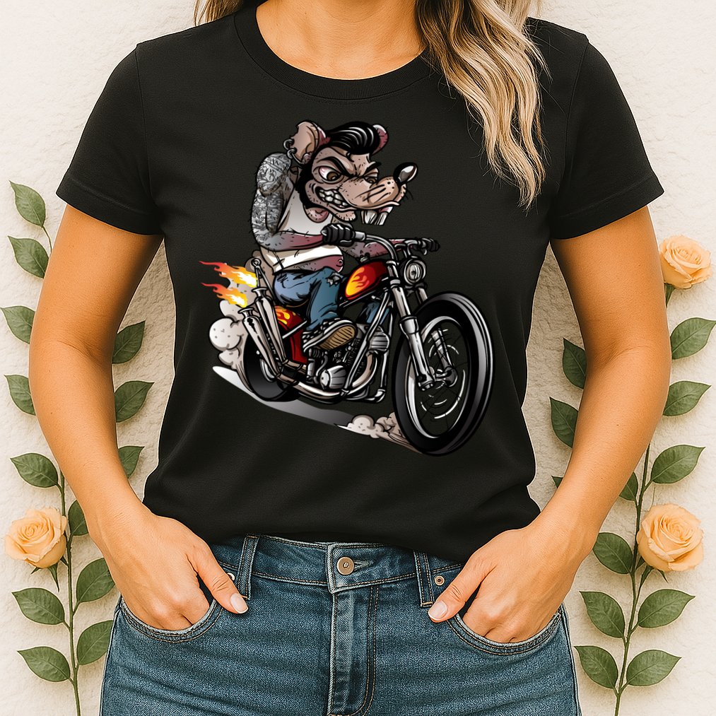 Rockabilly Rats Riding A Bike Womens T-Shirt