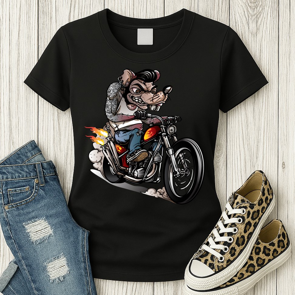 Rockabilly Rats Riding A Bike Womens T-Shirt