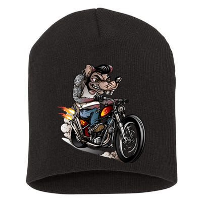 Rockabilly Rats Riding A Bike Short Acrylic Beanie