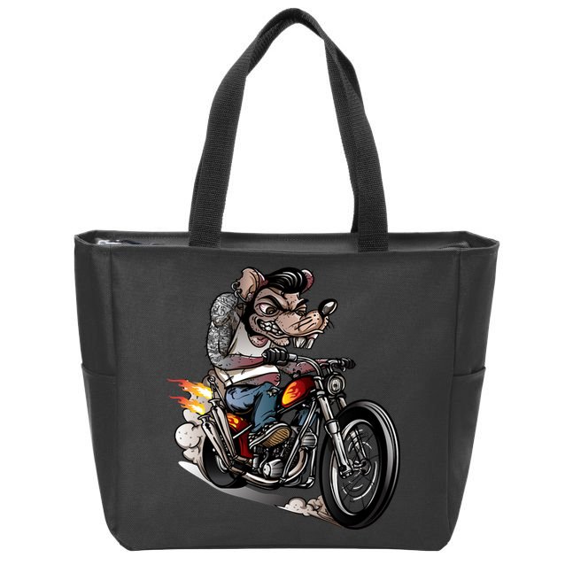 Rockabilly Rats Riding A Bike Zip Tote Bag