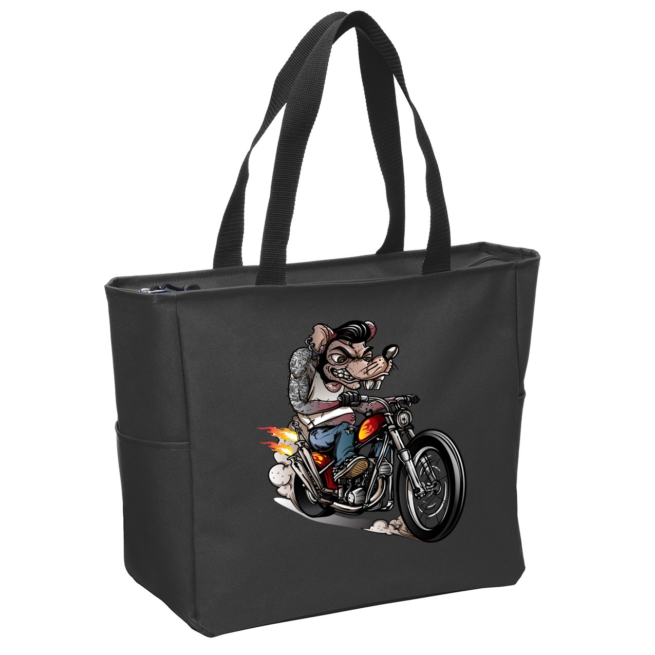 Rockabilly Rats Riding A Bike Zip Tote Bag