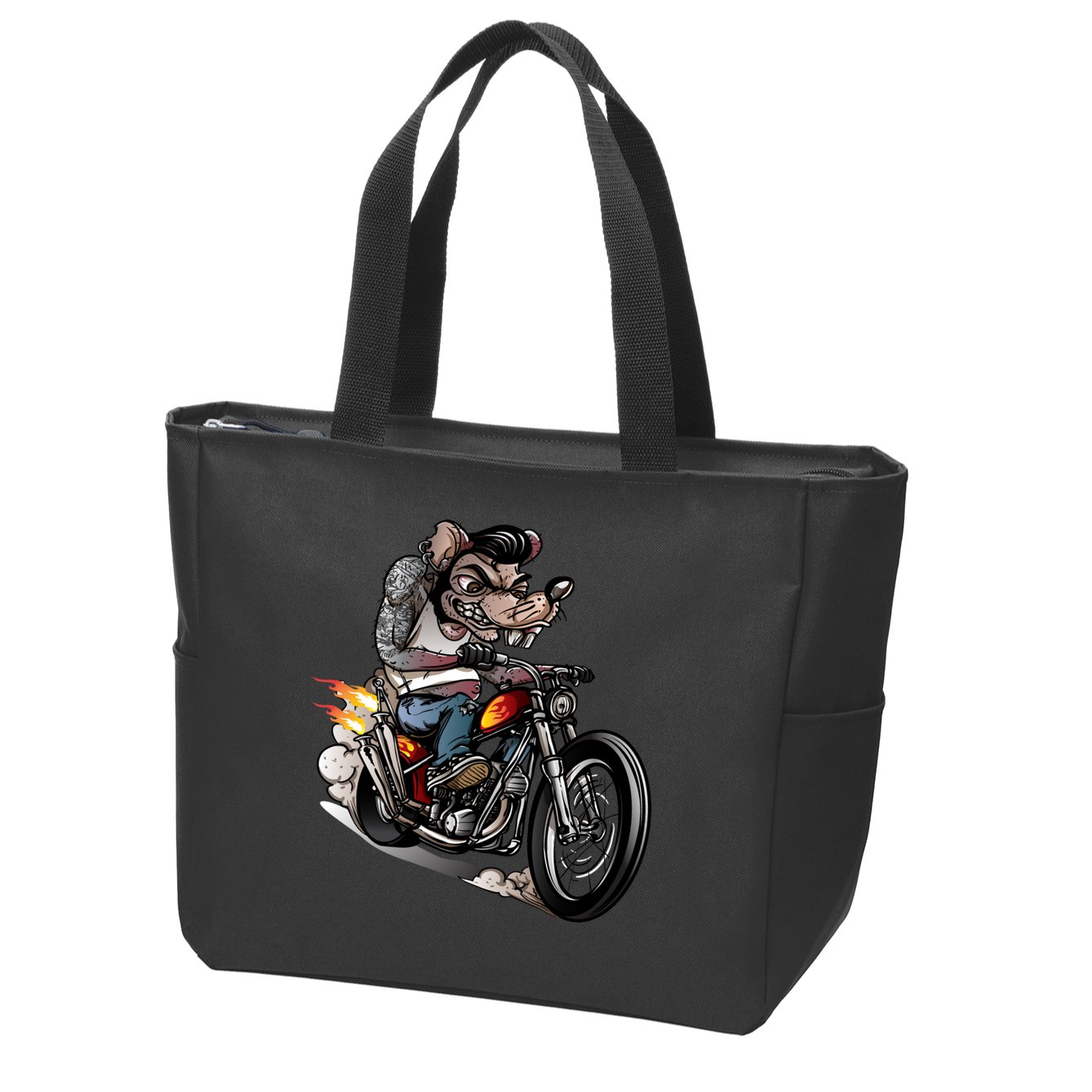 Rockabilly Rats Riding A Bike Zip Tote Bag