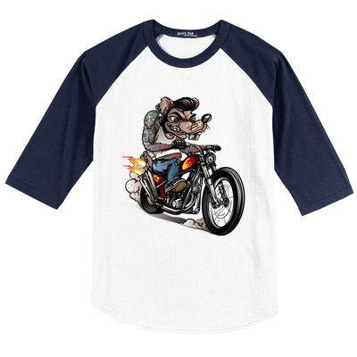 Rockabilly Rats Riding A Bike Baseball Sleeve Shirt