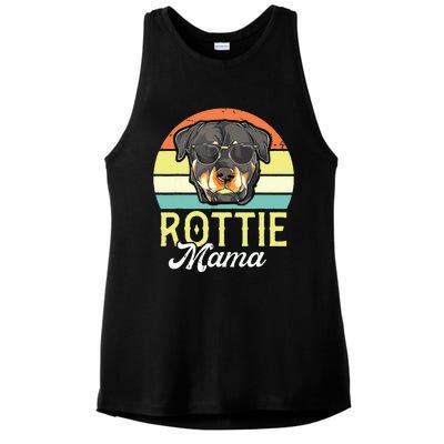 Retro Rottweiler Rottie Mama Shirts Women Mothers Day Dog Ladies PosiCharge Tri-Blend Wicking Tank