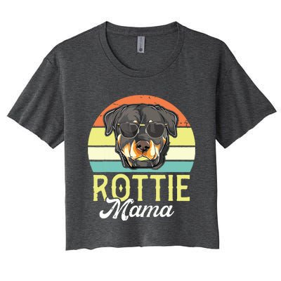 Retro Rottweiler Rottie Mama Shirts Women Mothers Day Dog Women's Crop Top Tee