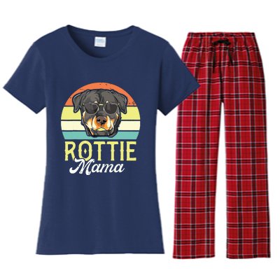 Retro Rottweiler Rottie Mama Shirts Women Mothers Day Dog Women's Flannel Pajama Set