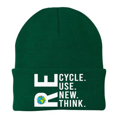 Recycle Reuse Renew Rethink Earth Day Environmental Activism Knit Cap Winter Beanie