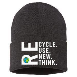 Recycle Reuse Renew Rethink Earth Day Environmental Activism Sustainable Knit Beanie