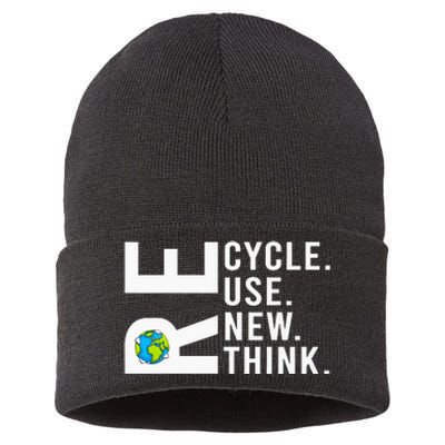 Recycle Reuse Renew Rethink Earth Day Environmental Activism Sustainable Knit Beanie