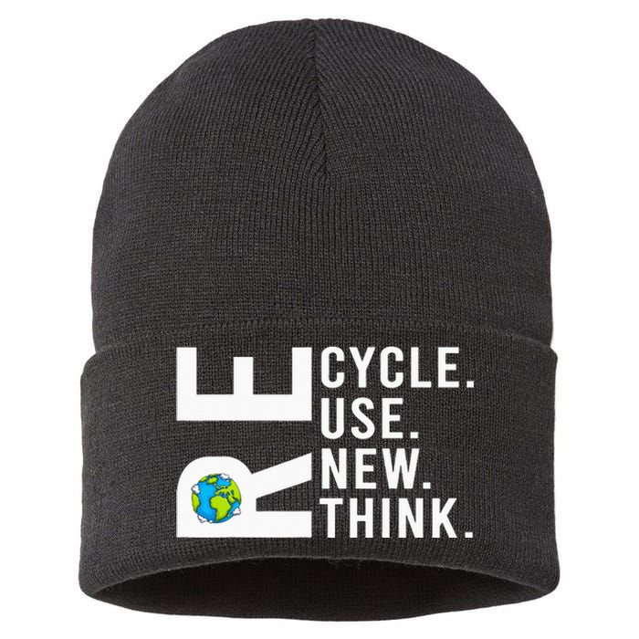 Recycle Reuse Renew Rethink Earth Day Environmental Activism Sustainable Knit Beanie