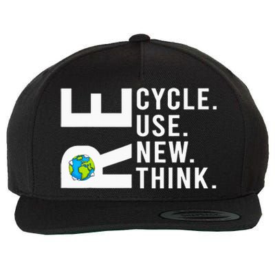 Recycle Reuse Renew Rethink Earth Day Environmental Activism Wool Snapback Cap