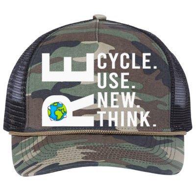 Recycle Reuse Renew Rethink Earth Day Environmental Activism Retro Rope Trucker Hat Cap