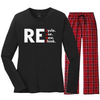 Recycle Reuse Renew Rethink Crisis Environmental Activism Women's Long Sleeve Flannel Pajama Set 