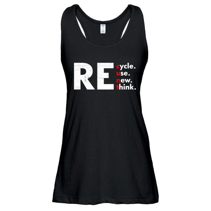 Recycle Reuse Renew Rethink Crisis Environmental Activism Ladies Essential Flowy Tank