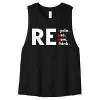 Recycle Reuse Renew Rethink Crisis Environmental Activism Women's Racerback Cropped Tank