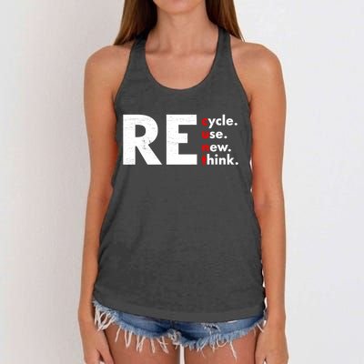 Recycle Reuse Renew Rethink Crisis Environmental Activism Women's Knotted Racerback Tank