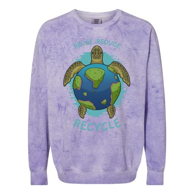 Reduce Reuse Recycle Earth Day Sea Turtle Gift Colorblast Crewneck Sweatshirt