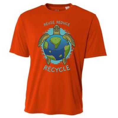 Reduce Reuse Recycle Earth Day Sea Turtle Gift Cooling Performance Crew T-Shirt