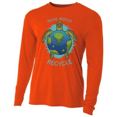 Reduce Reuse Recycle Earth Day Sea Turtle Gift Cooling Performance Long Sleeve Crew