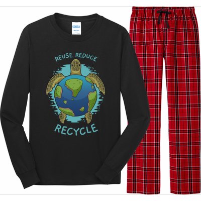 Reduce Reuse Recycle Earth Day Sea Turtle Gift Long Sleeve Pajama Set