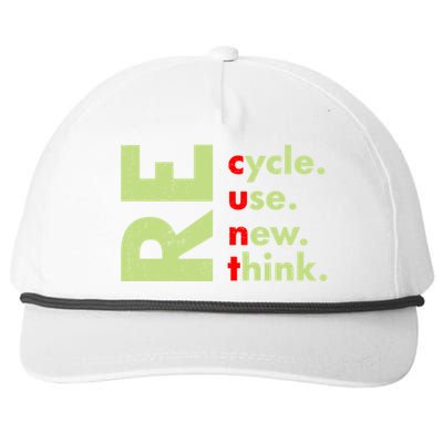 Recycle Reuse Renew Rethink Crisis Environmental Activism Snapback Five-Panel Rope Hat