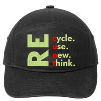 Recycle Reuse Renew Rethink Crisis Environmental Activism 7-Panel Snapback Hat