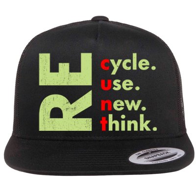 Recycle Reuse Renew Rethink Crisis Environmental Activism Flat Bill Trucker Hat