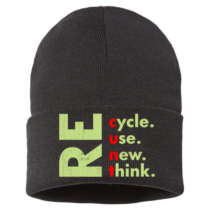 Recycle Reuse Renew Rethink Crisis Environmental Activism Sustainable Knit Beanie