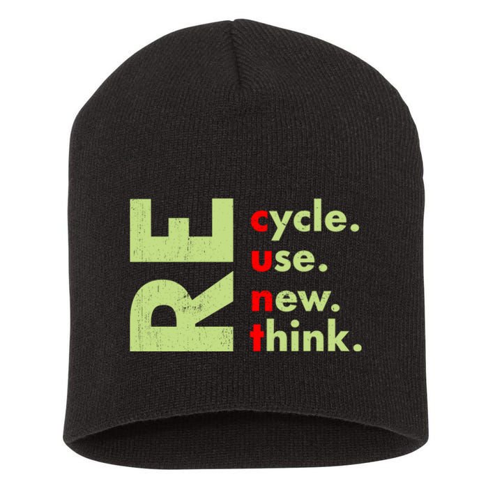 Recycle Reuse Renew Rethink Crisis Environmental Activism Short Acrylic Beanie