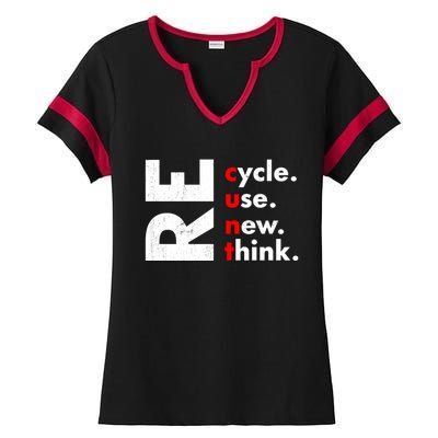 Recycle Reuse Renew Rethink Crisis Environmental Activism Ladies Halftime Notch Neck Tee