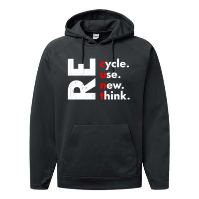 Recycle Reuse Renew Rethink Crisis Environmental Activism Performance Fleece Hoodie