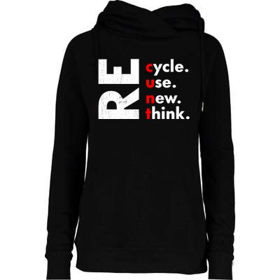 Recycle Reuse Renew Rethink Crisis Environmental Activism Womens Funnel Neck Pullover Hood