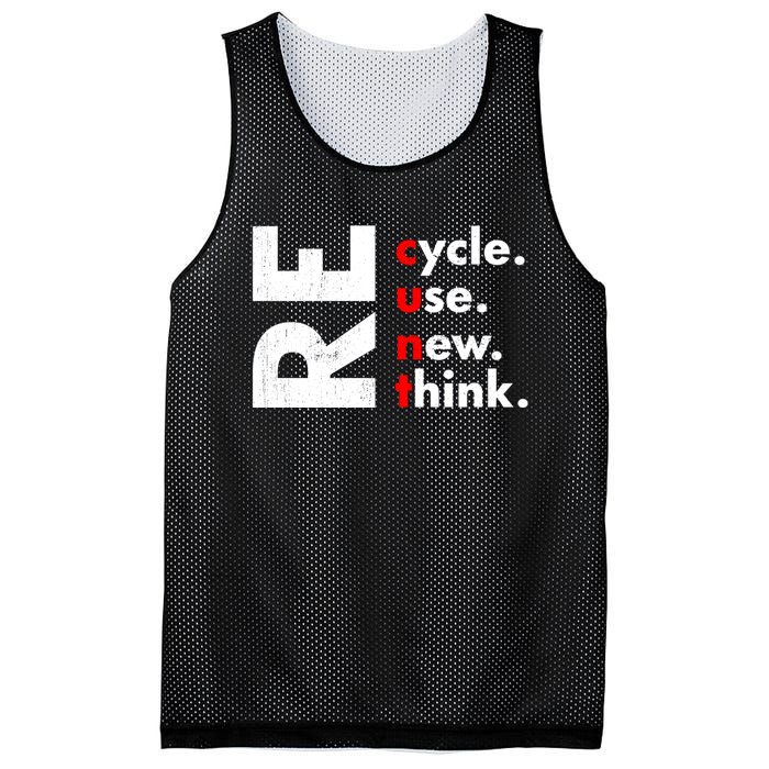 Recycle Reuse Renew Rethink Crisis Environmental Activism Mesh Reversible Basketball Jersey Tank