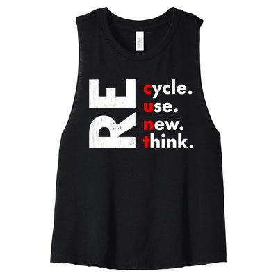 Recycle Reuse Renew Rethink Crisis Environmental Activism Women's Racerback Cropped Tank