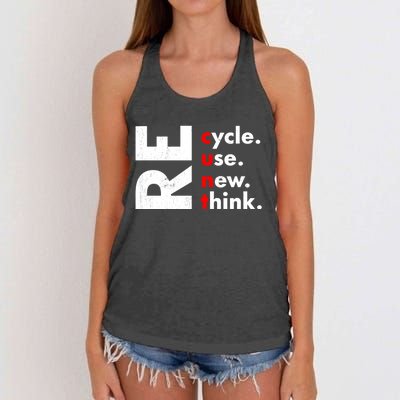 Recycle Reuse Renew Rethink Crisis Environmental Activism Women's Knotted Racerback Tank