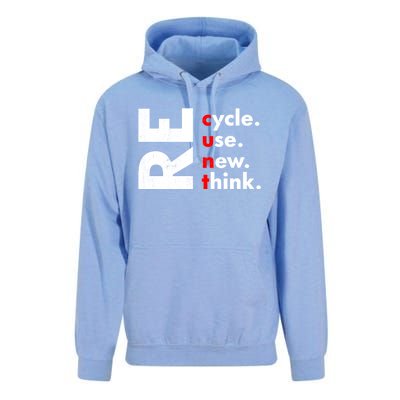 Recycle Reuse Renew Rethink Crisis Environmental Activism Unisex Surf Hoodie