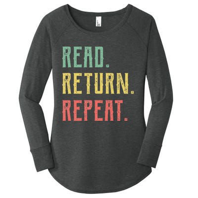 Read Return Repeat Cute Librarian Tee Library Worker Gifts Women's Perfect Tri Tunic Long Sleeve Shirt