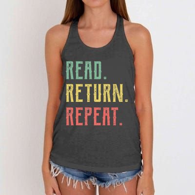 Read Return Repeat Cute Librarian Tee Library Worker Gifts Women's Knotted Racerback Tank