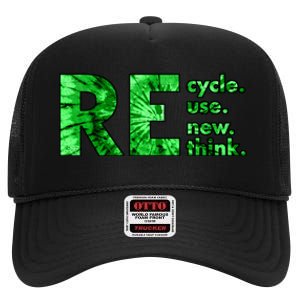 Recycle Reuse Renew Rethink Tie Dye Crisis Environmental Activism High Crown Mesh Back Trucker Hat